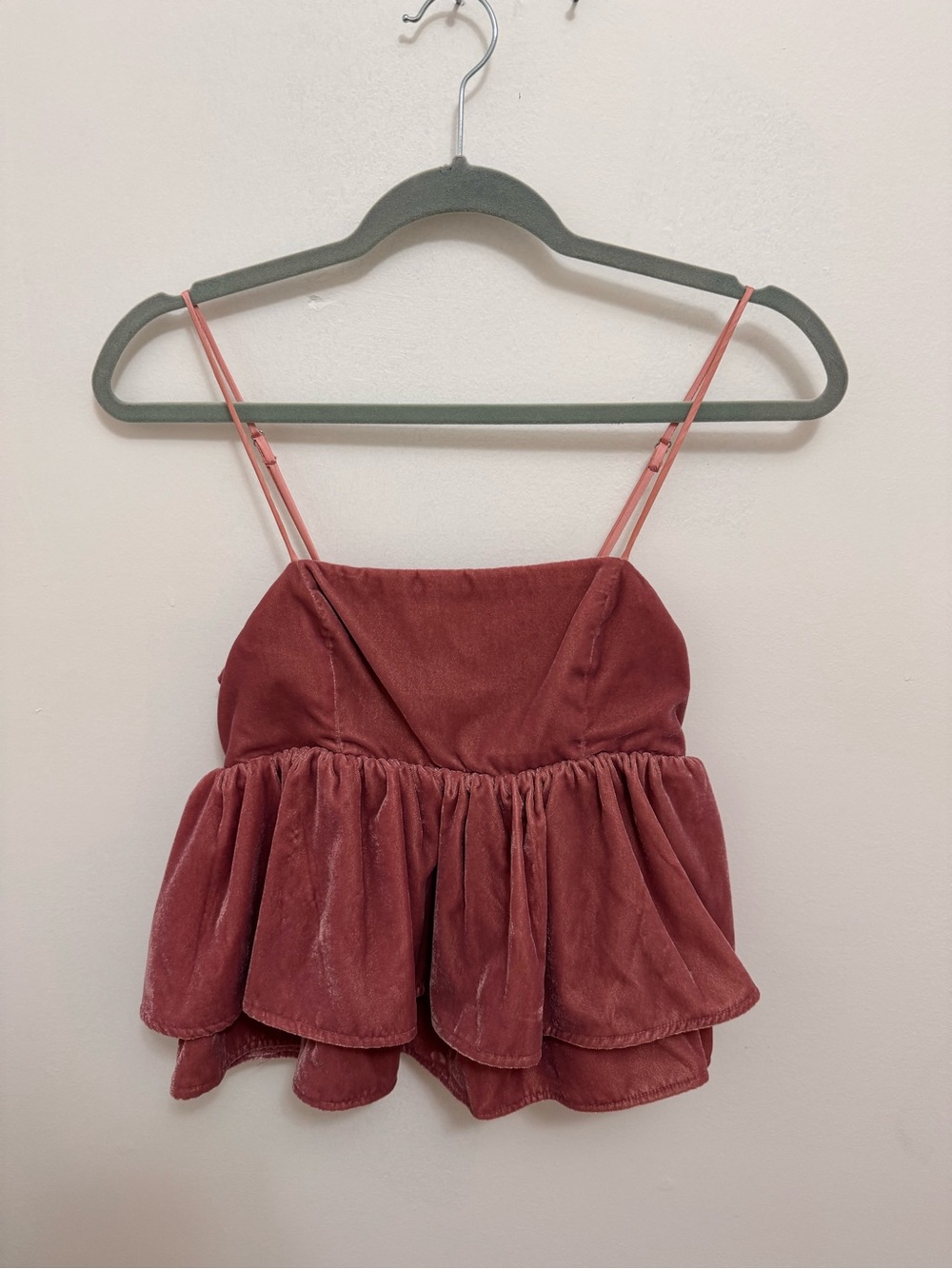 Urban Outfitters Rust Velvet Peplum Cami Top
